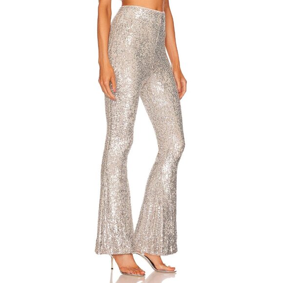 Show Me Your Mumu Mercury Bells in Platinum Sequins Medium Womens Pants Trousers - Picture 3 of 13